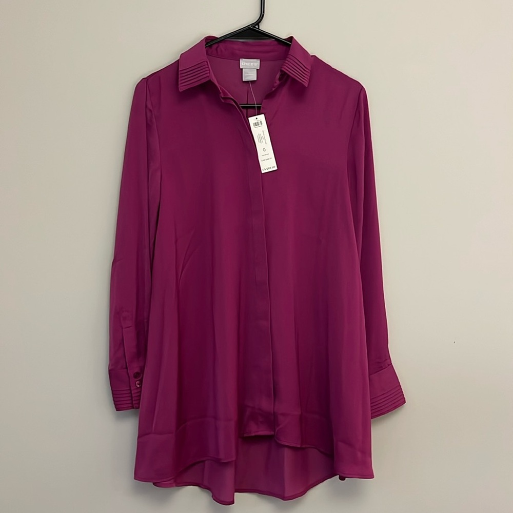 NWT Chico's Pintuck collar tunic mulberry-Chico's Size 0 or 4/6